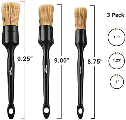 5 Pack Detailing Brush Set Bundle (3 Natural Boars Hair Brushes + 2 Ultra Soft Brushes)