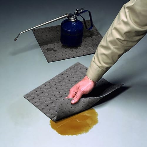Absorbent Mat Pad in Dispenser Box | 10” W x 13” L | Heavyweight | Absorbs up to 12.8 oz. per pad | 50 Pads per Box | Protect Your Home Garage Basement | PM50837