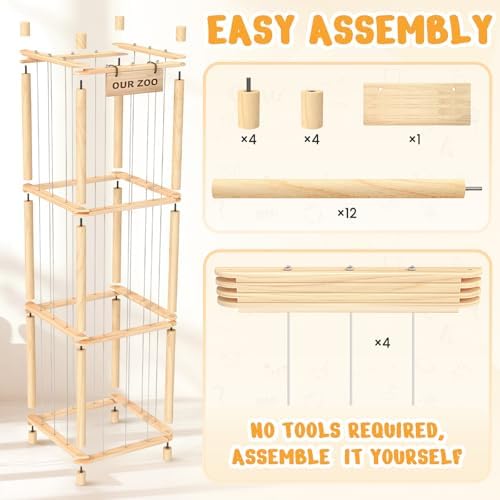Stuffed Animal Storage & Organizer, Wooden Toy Holder Zoo for Kids