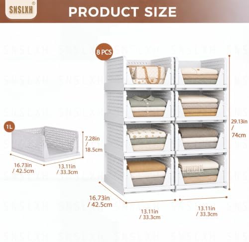 5 Pack Closet Organizers and Storage, Reinforced Stackable Closet 16.73" in
