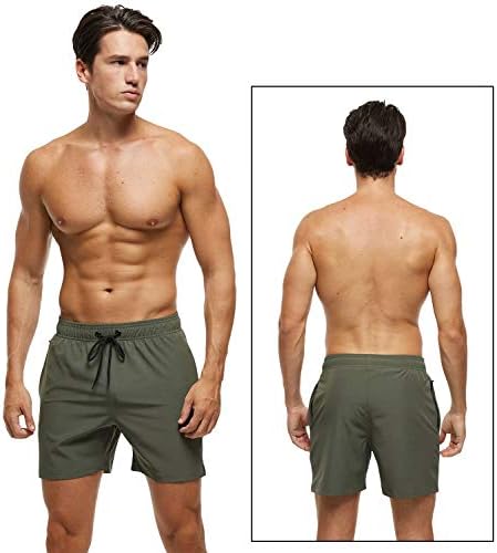 Men's Swim Trunks Quick Dry Beach Shorts with Zipper Pockets and Mesh Lining