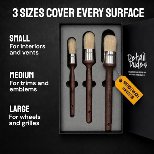 Premium Car Detailing Brush Set 3-pc, Detailing Kit Interior