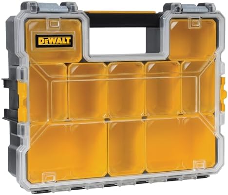 DEWALT Small Parts Organizer, Hardware Storage Box with Removable Dividers, 10-Compartment (DWST14825)