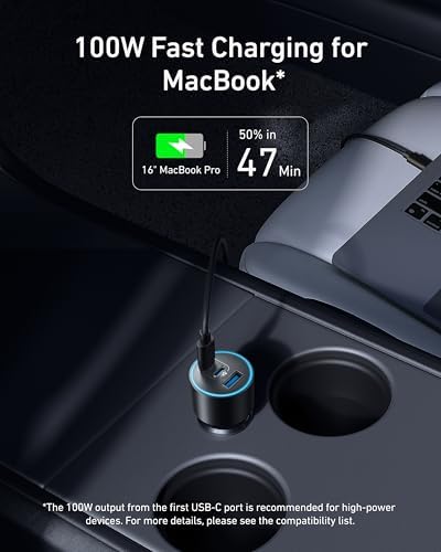 167.5W Max 3-Port Ultra-Compact USB C Fast Charging Car Charger
