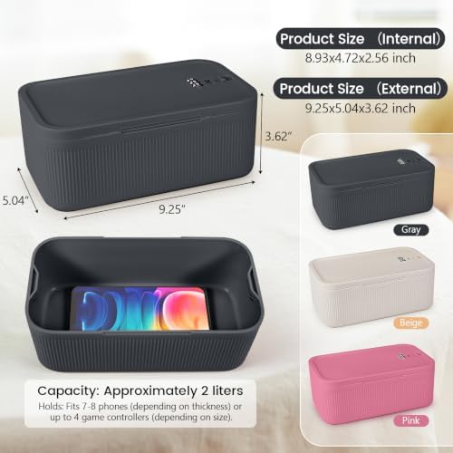 Small Lock Box,Lockable Storage Box with Combination Code for Medication Safe, Medicine Lock Box for Pills/First Aid Kits/Food/Snack Phone Jail,Locked Container for Home/Fridge/Office (Gray)