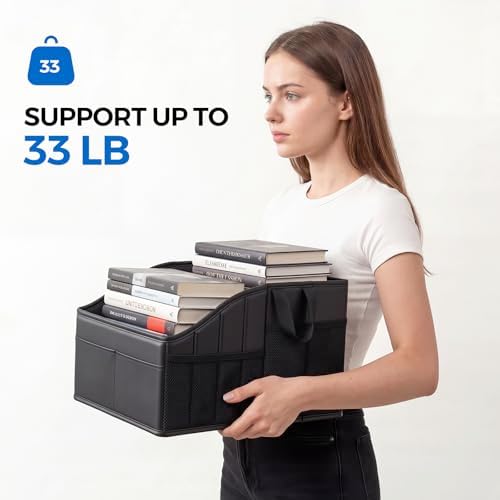 Sturdy Leather Car Storage Support Up to 33 LB of Weight, Black