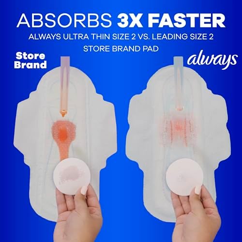 Always Ultra Thin Feminine Pads Without Wings for Women, Size 2, Long Super Absorbency, Unscented, 40 Count x 3 Pack (120 Count Total) (Packaging May Vary)