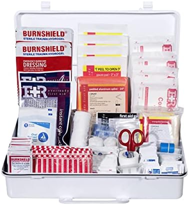 Class B OSHA ANSI Compliant First Aid Kit – Emergency Medical Supplies in Wall-Mountable Plastic Case for Workplace, Office, Home – 190 Piece