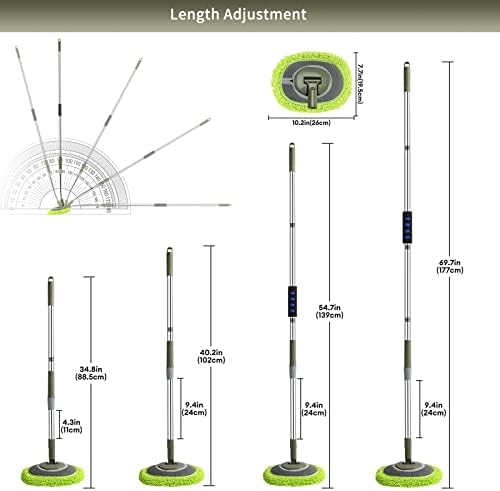 66'' Wall Mop with Long Handle,Ceiling Dust Mop with 15° Labor-Saving Elbow