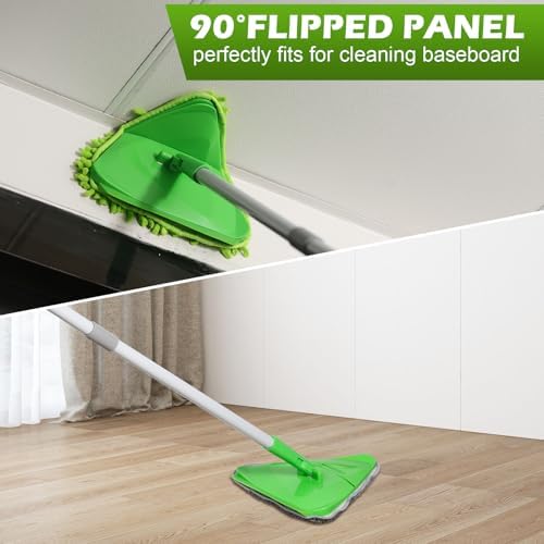 Wall Cleaner Mop, 82-Inch Handle, Baseboard Cleaner Tool, 4 Pads