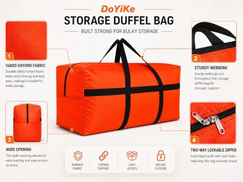 Extra Large Storage Duffle Bag, Duffel Bag for Travel Black 130L