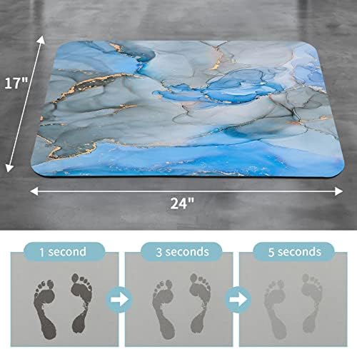 Blue Grey Bath Mat Rug,for in Front of Bathtub Shower,20x32