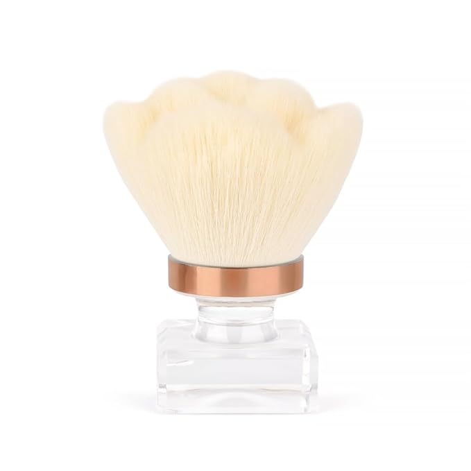 KADS Nail Dust Brush Makeup Brush Flower Shape Crystal Base Nail Cleaning Brush Manicure Pedciure Brush Tool (White Flower Shape)