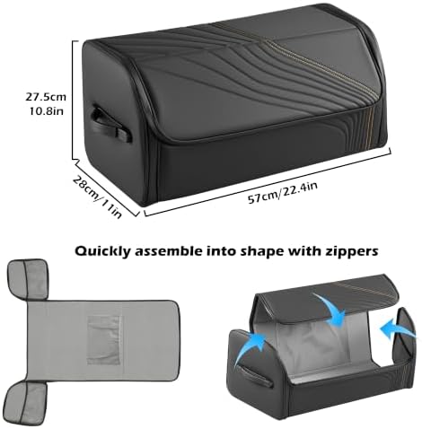 Car Trunk Organizer with Lid Capacity Collapsible Bag Black, Large