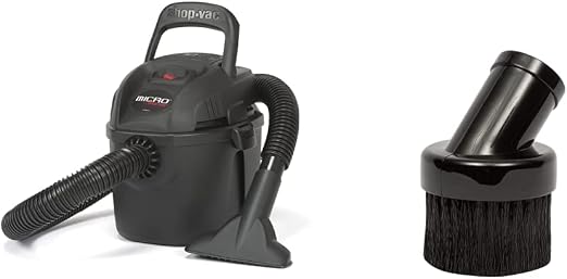 Shop-Vac 2021005 Micro Wet Dry Vacuum, 1 Gallon, 1-1/4 Inch x 4 Foot Hose, 50 CFM, (1-Pack) & 9061500 Round Brush Nozzle