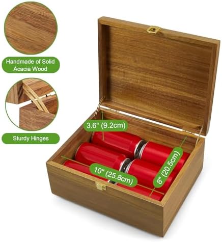 Wooden Keepsake Box, Large Acacia Storage Memory Box with a Hinged Lid for Crafts and Photo Storage