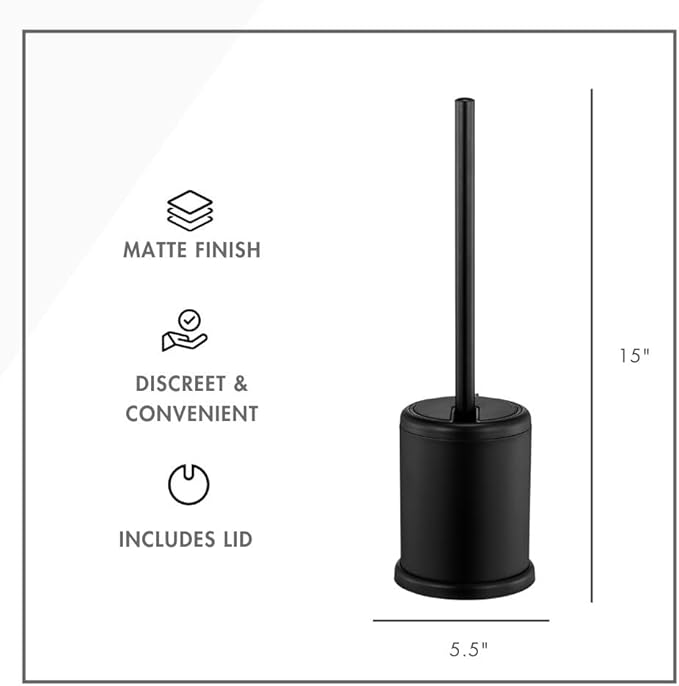 ToiletTree Products Deluxe Toilet Brush with Lid - Black 2 Pack