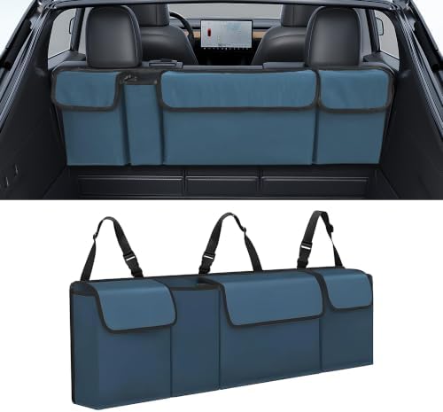 Car Trunk Organizer, Backseat Hanging Large Storage with Adjustable Straps,Waterproof PVC Collapsible Cargo Bag, Car Interior Accessories for Auto SUV MPV，Blue