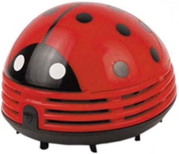 Aliotech Mini Portable Handheld Cordless Tabletop Crumb Sweeper Desktop Dust Vacuum Cleaner Ladybug Dust Sweeper(Red)