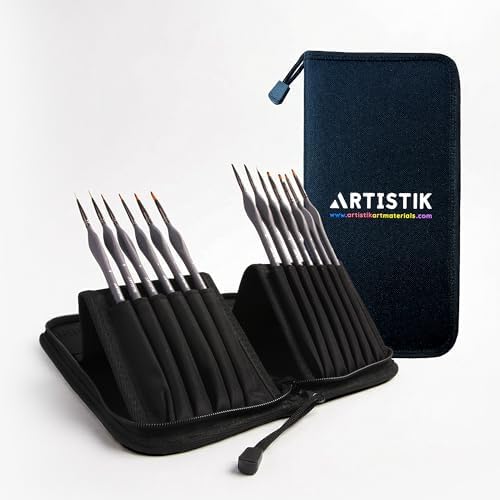 13-Piece Miniature Paint Brush Set with Carry Case for Detail Art