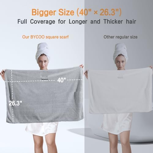 Large Microfiber Hair Towel Wrap for Women, Anti Frizz Hair Drying Towel with Elastic Strap, Fast Dry | Super Absorbent | Quick Dry Hair Turban for Wet, Curly, Long & Thick Hair -Gray