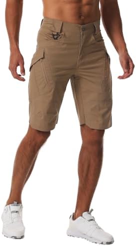 Men's Hiking Shorts Waterproof Tactical Cargo Short Pants Quick Dry Work Shorts with Multi Pockets(No Belt)