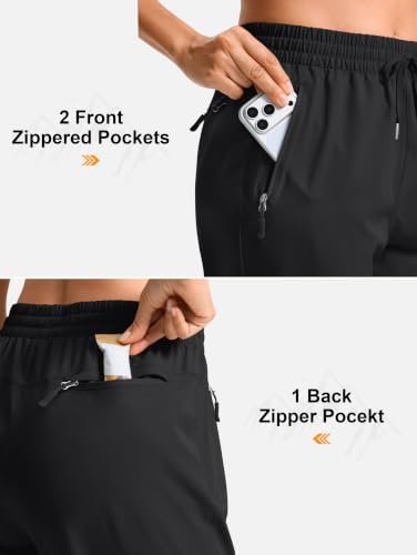 Women's Lightweight Hiking Pants Quick-Dry Breathable Outdoor Travel Sweatpants with Zipper Pockets for Casual