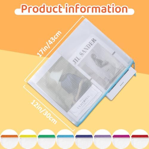 20pcs Mesh Zipper Pouch Bags, Puzzle Bags, A3 17x12 Inches Large Reusable Pouches for Organizing Classroom and Storage, Extra Large Zipper Pouch, Board Game Storage