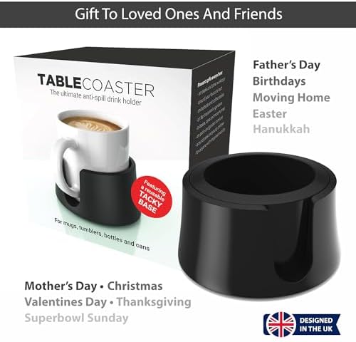 TableCoaster - Anti-Spill Desktop Cup Holder, Jet Black