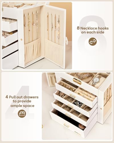 Large Jewelry Box for Women: 5-Layer Organizer with Lock for Dresser