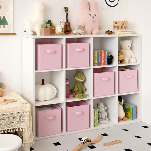 11 Inch Cube Storage Bins, 6-Pack Storage Cube Organizer, Pink