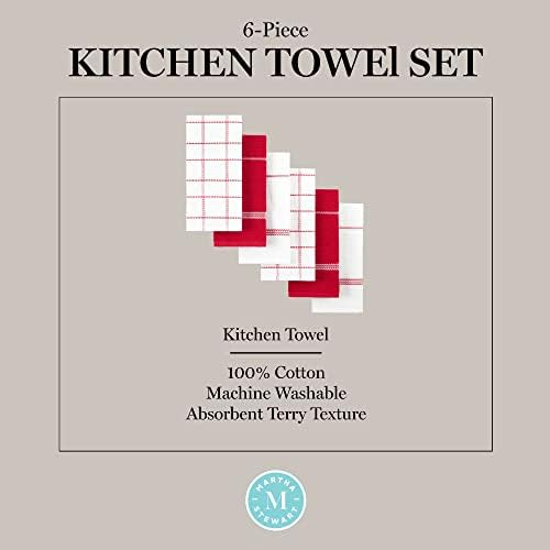 Modern Waffle Kitchen Towel Set 6-Pack, Red, 16"x28"