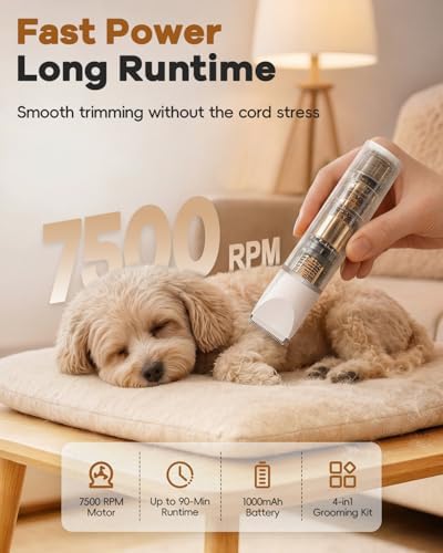 4 in 1 Dog Clippers Grooming Kit with Paw Hair Trimmer for Cat Pet