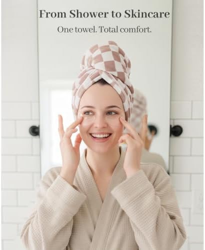 100% Cotton Hair Towel Wrap for Women, 2 Pack Hair Drying Towels
