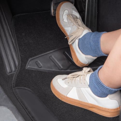Waterproof Universal Fit Car Floor Mats, Faux Leather Car Carpet Mats, Black Car Mats with Anti-Slip Nibbs Backing & Driver Heel Pad Fit for SUV,Vans,sedans, Trucks,Set of 4pcs(All Black)