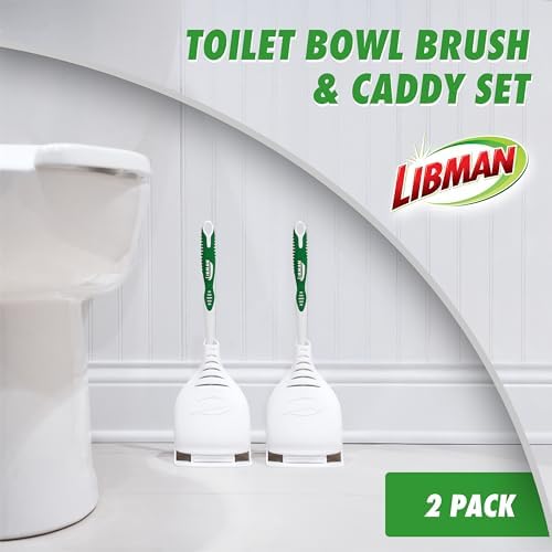 Libman Designer Bowl Brush and Caddy, Hygenic with Drying Slits, 2 Pack