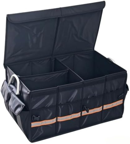 Car Trunk Organizer 66L with Lid, Collapsible Waterproof Cargo Storage Box for SUV Sedan