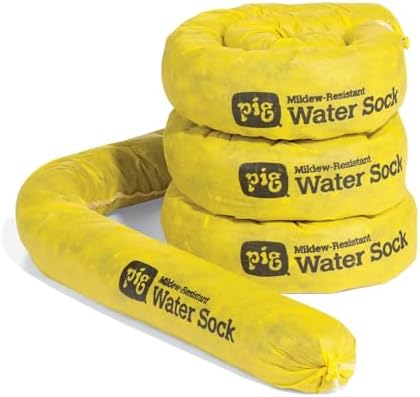 Mildew-Resistant Absorbent Sock | Water Absorbing Snake | 3" W x 4' L | Absorbs up to 1 gal per Sock | 4 Count | PM50156