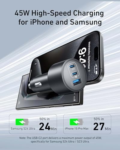 167.5W Max 3-Port Ultra-Compact USB C Fast Charging Car Charger