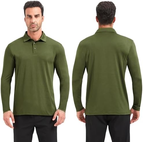 5 Pack Polo Shirts for Men Long Sleeve Casual Collared Golf Shirt