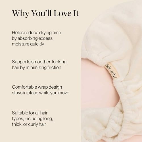 Microfiber Hair Towel Wrap for Women - White Ivory