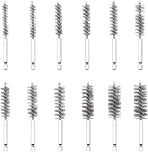 00325A Wire Brush Drill Attachments with 1/4-Inch Hex Shank, SAE and MM Brushes Assortment, Mountable on Power Drill or Die Grinder, 38-Piece Set