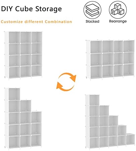 12 Cube Storage Organizer, Closet Organizer Storage Shelves, White