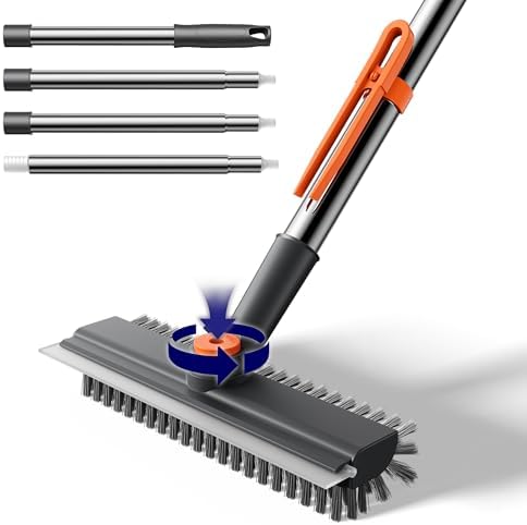 3 in 1 Adjustable Small Floor Scrub Brush with Long Handle