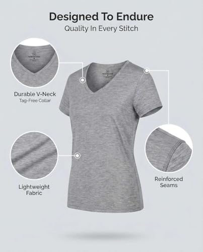 5 Pack Womens Dry Fit V Neck Workout Tops Athletic T Shirts Gym Yoga Tees