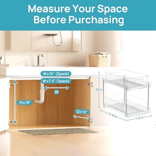 4 Pack Pull Out Bathroom Under Sink Organizer (S-Standard)
