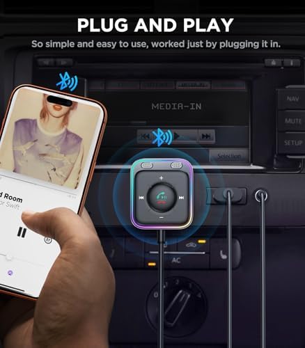 Bluetooth 6.0 AUX Car Adapter, Dual Mics Noise Cancellation