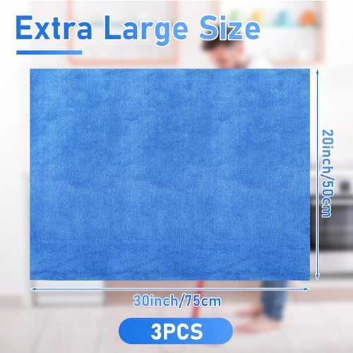 6 Pcs Extra Large Microfiber Cleaning Cloth, Blue