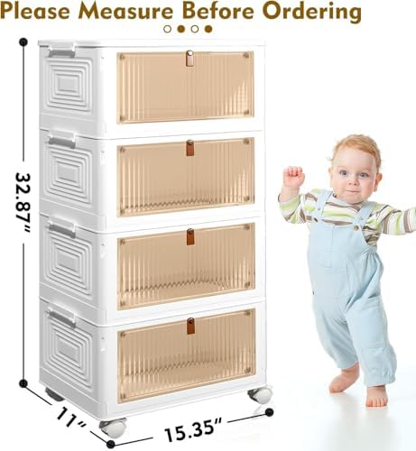 4 Tier Plastic Storage Bins with Lid 23QT - Stackable Storage Bins