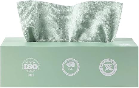 Microfiber Cleaning Cloths, Reusable Cleaning Towels in Box, Microfiber Lint Free Multi-Purpose Towel, Green, 7.9''x7.9'